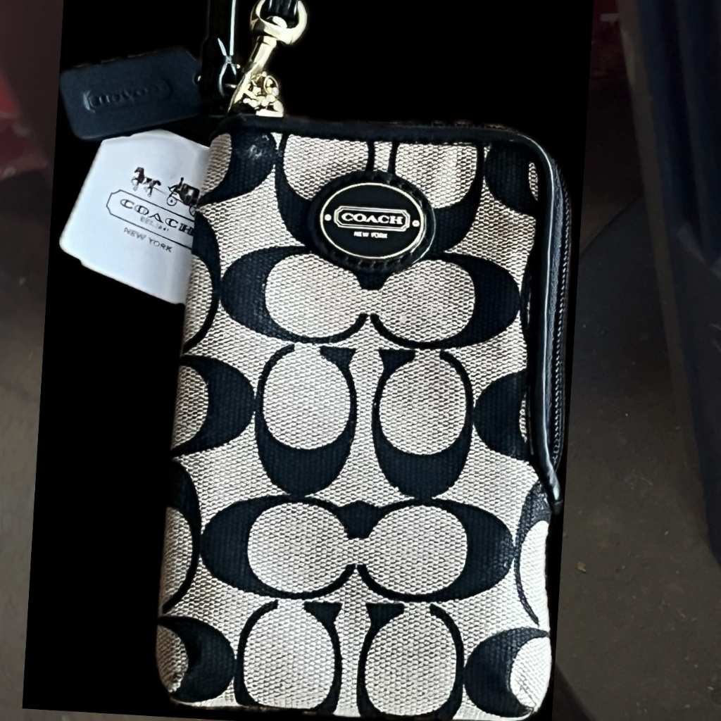 Coach Vintage Signature Wallet Zippered Wristlet With Tag And Coach Box